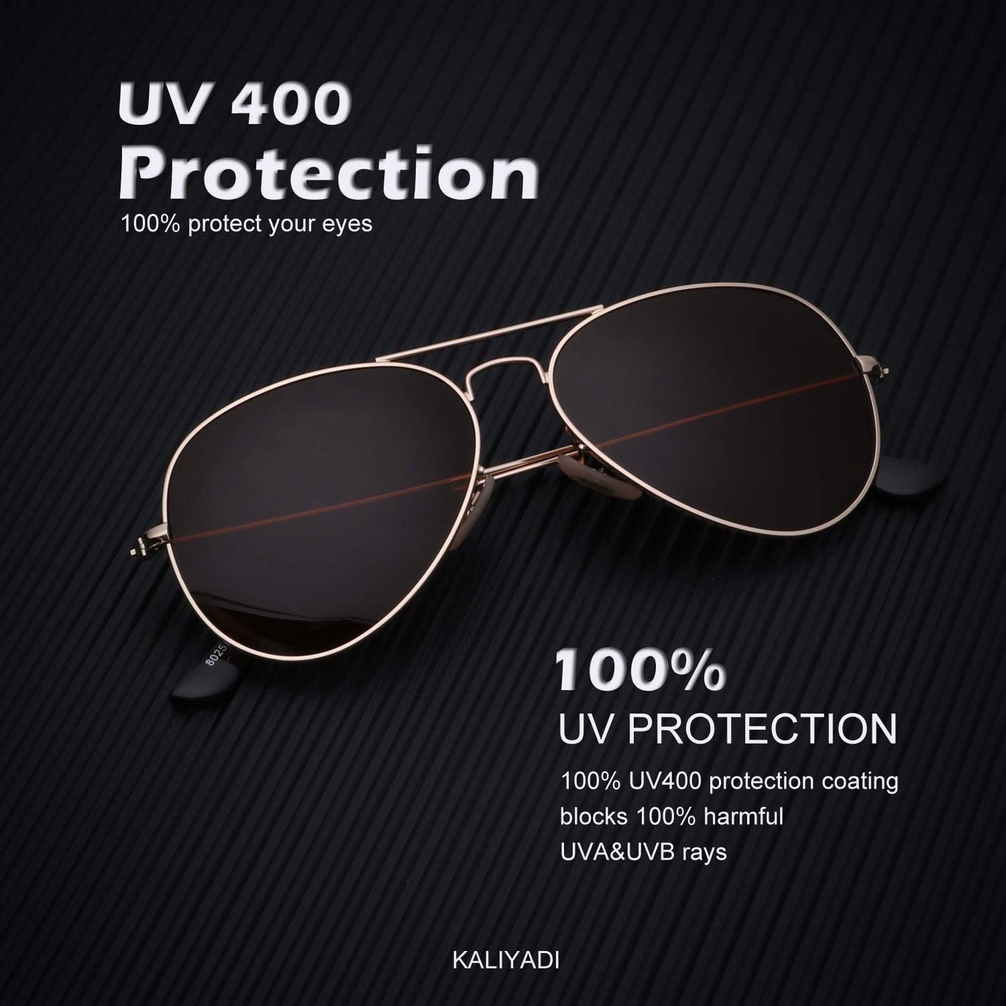 KALIYADI - Lentes de sol clásicos estilo aviador para hombres y mujeres, lentes de sol para conducir, lentes polarizados, con bloqueo de luz ultravioleta