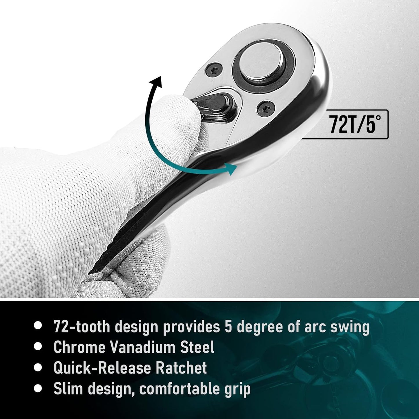Set de Llaves de Trinquete PHIRAH 3 Piezas 1/2" – 3/8" – 1/4" | 72 Dientes, Quick Release, Reversible, Mango Ergonómico – Ideal Hogar, Taller y Reparación Automotriz