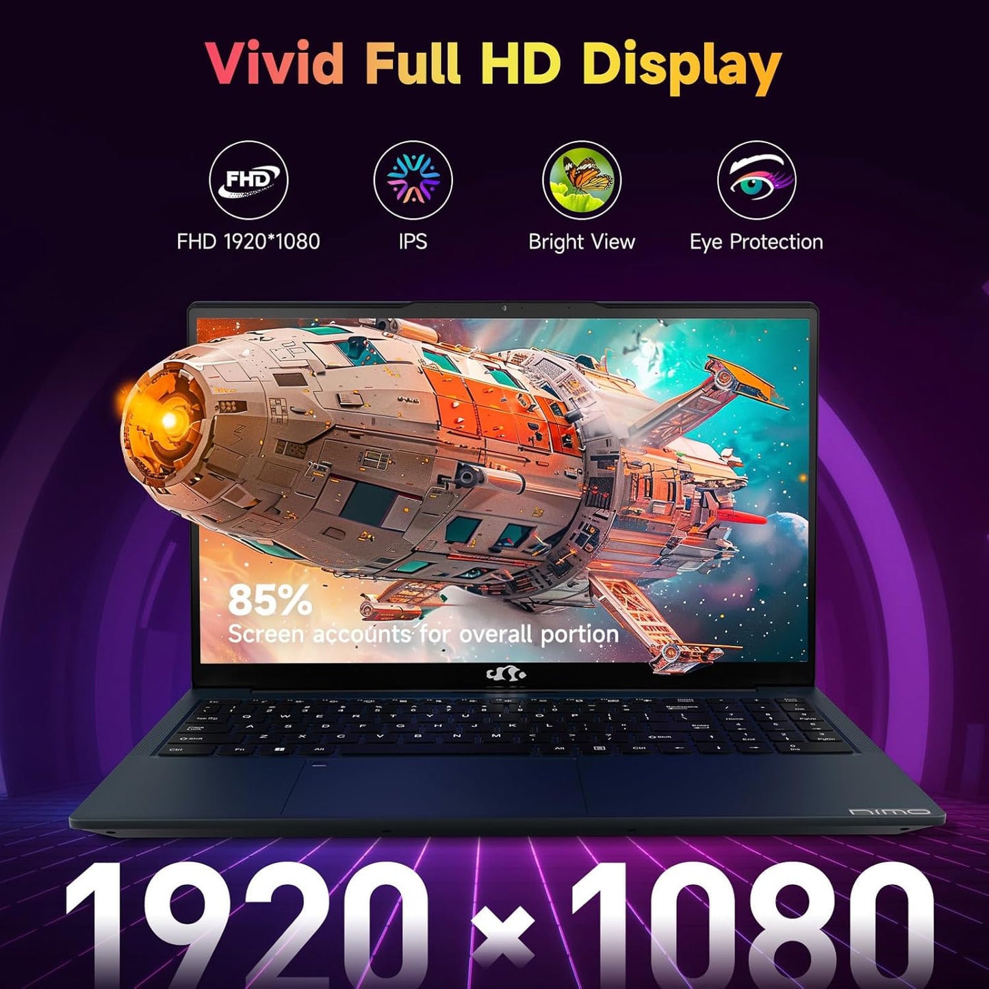Laptop 15.6" FHD NIMO | AMD Ryzen 5 3500U | 32GB RAM | 1TB SSD | Teclado Retroiluminado | Huella Digital | Cargador Rápido 65W | Windows 11 | 2 Años Garantía