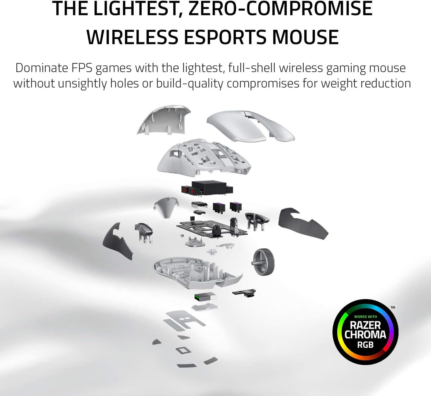 Razer Viper Ultimate – Mouse Gamer Inalámbrico Ultraliviano con Base de Carga RGB, Mercury White