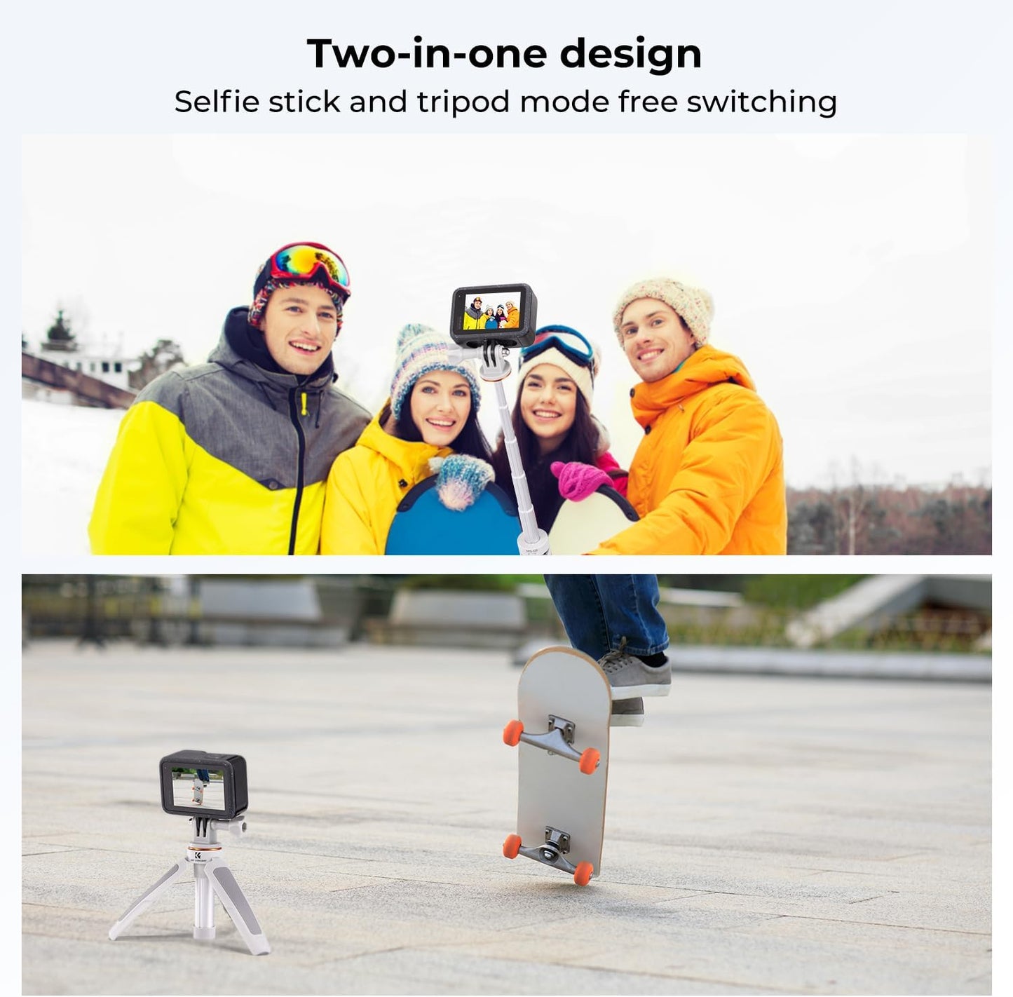Trípode Selfie Stick para GoPro – Mini trípode extensible 32 cm, ultraligero 67 g, anillo amortiguador y base antideslizante | Compatible con GoPro HERO 13/12/11/10/9/8/7/6/5, MAX, DJI Osmo Action, Insta360, AKASO