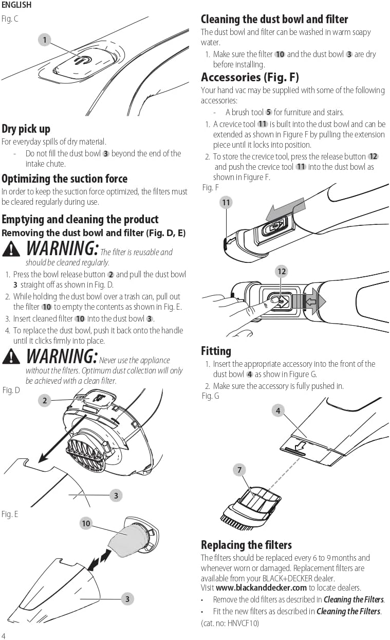 Aspiradora de Mano Inalámbrica Dustbuster 8V, Portátil con Filtro Lavable, Boquilla Angosta y Cepillo para Tapizados – Ideal para Limpieza Rápida (HNVC220BCZ01)