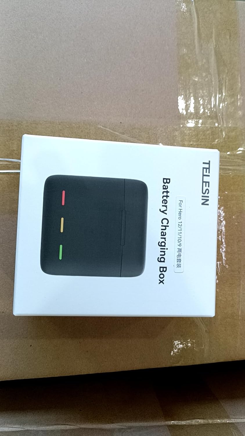 Kit Cargador TELESIN para GoPro Hero 12/11/10/9 – 2 Baterías + Estuche de Carga Triple con Cable USB-C