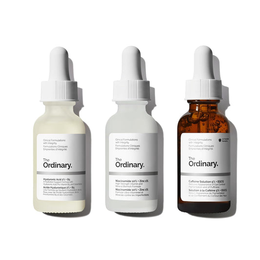 The Ordinary Most Loved Skincare Trio Set | Hyaluronic Acid 2% + B5, Niacinamide 10% + Zinc 1%, Caffeine Solution 5% – Hidratación, Luminosidad y Reducción de Poros – Vegano & Cruelty Free