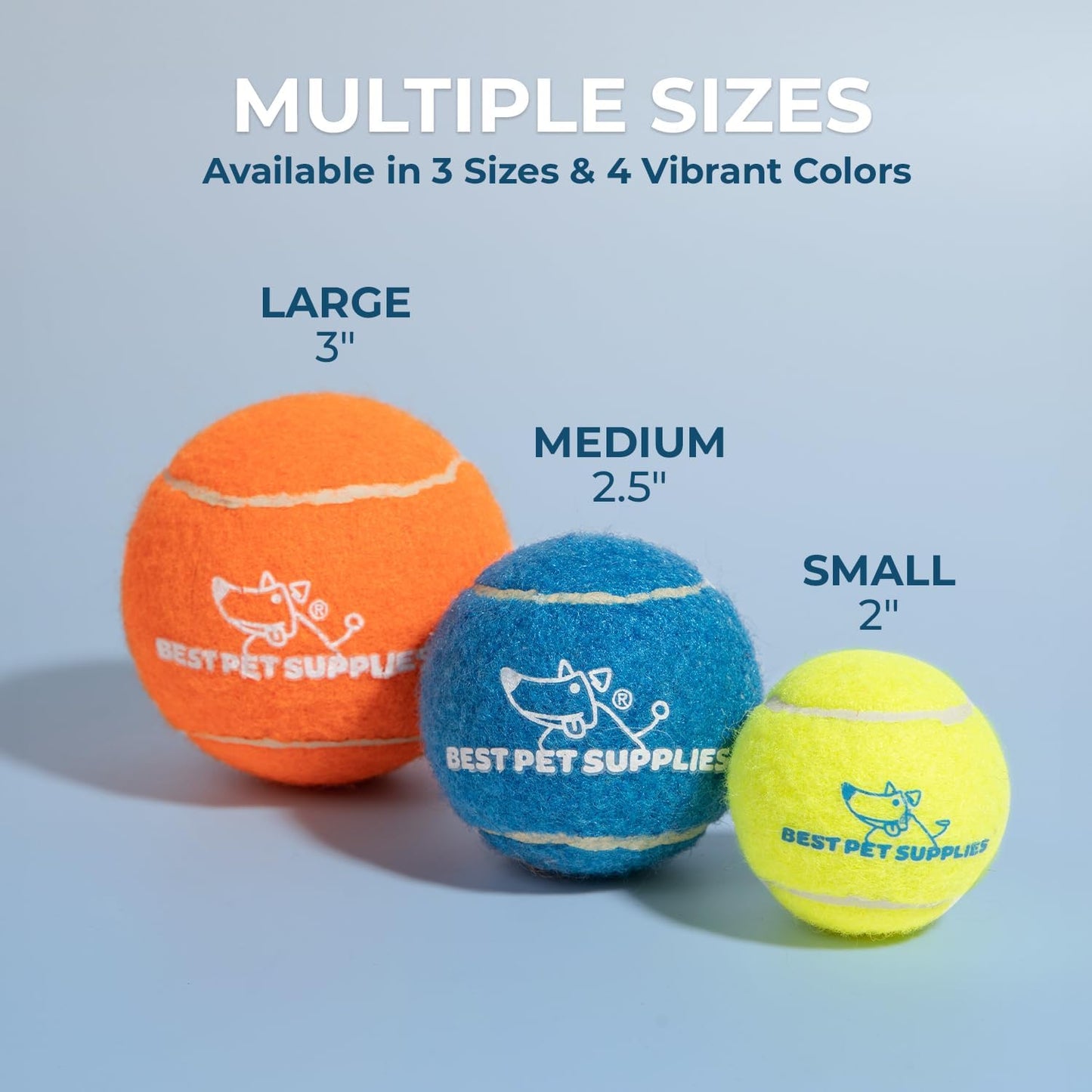 Best Pet Supplies Pelotas de Tenis para Perros con Sonido | Pack 2 Juguetes Resistentes para Lanzar y Buscar | Talle Grande