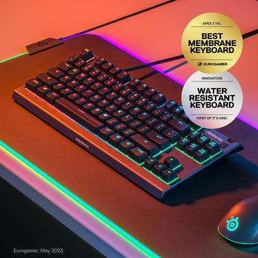 SteelSeries Apex 3 TKL – Teclado Gamer RGB Compacto, Resistente y Silencioso