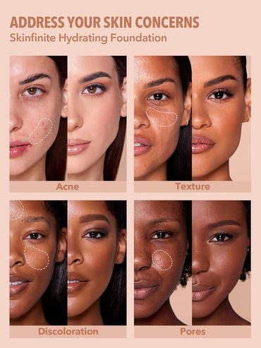 Base líquida hidratante impecable | Cobertura hidratante Corrector de poros invisible | No grasa | Ligera y natural | Color: Dorado