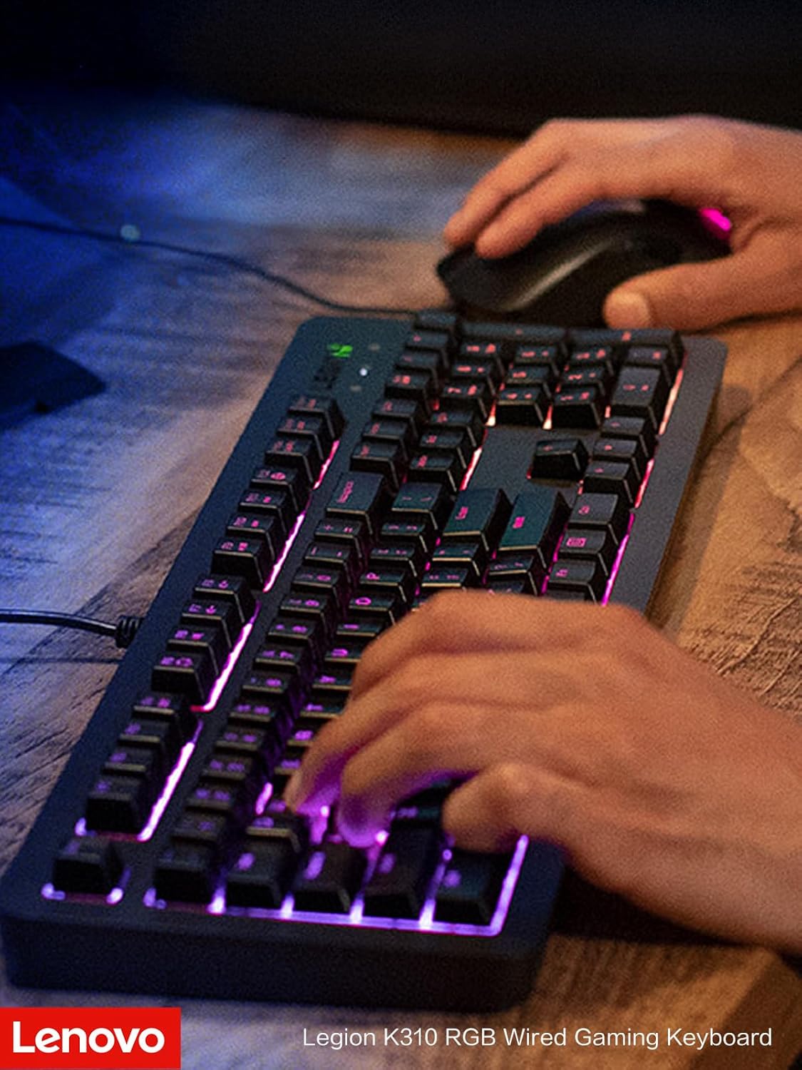 Lenovo Legion K310 Teclado Gamer con Cable – RGB, Respuesta Rápida, Teclas Silenciosas y Diseño Resistente al Agua