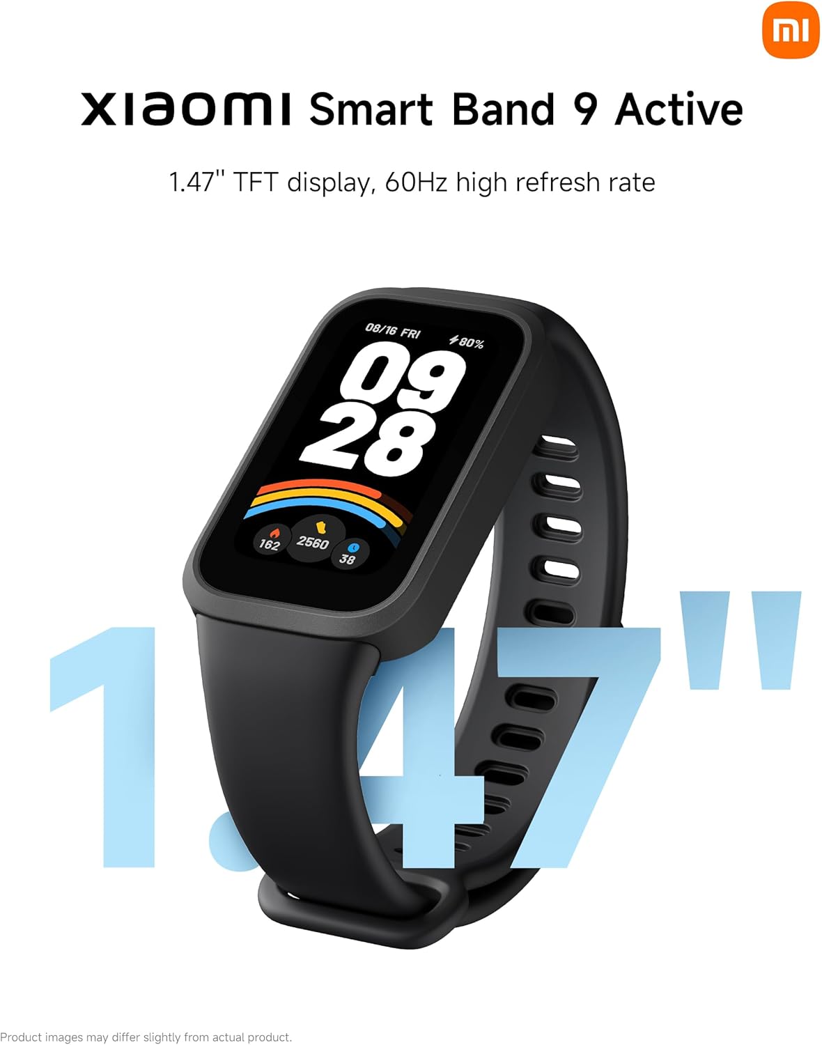 Smart Band 9 Active Global | Pantalla 1.47", 60 Hz | Hasta 18 días de batería | 50 modos deportivos | Salud 24/7 | 5 ATM (negro)