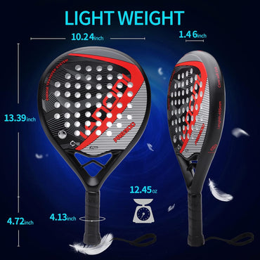 Padel Racket Carbon Fiber Surface with EVA Memory Flex Foam Core Lightweight Padel Racquet