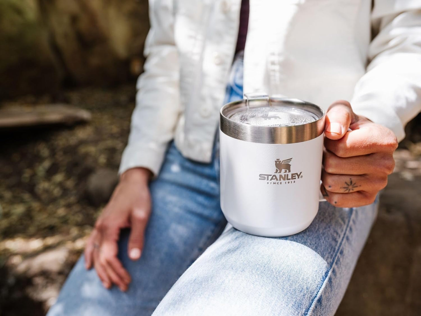 Stay-Hot Camp Mug 12 Oz | Press Fit Drink through Lid | Cup for Coffee, Tea and Drinks | Insulated Stainless Steel Coffee Mug | Bpa-Free | Ash 2.0