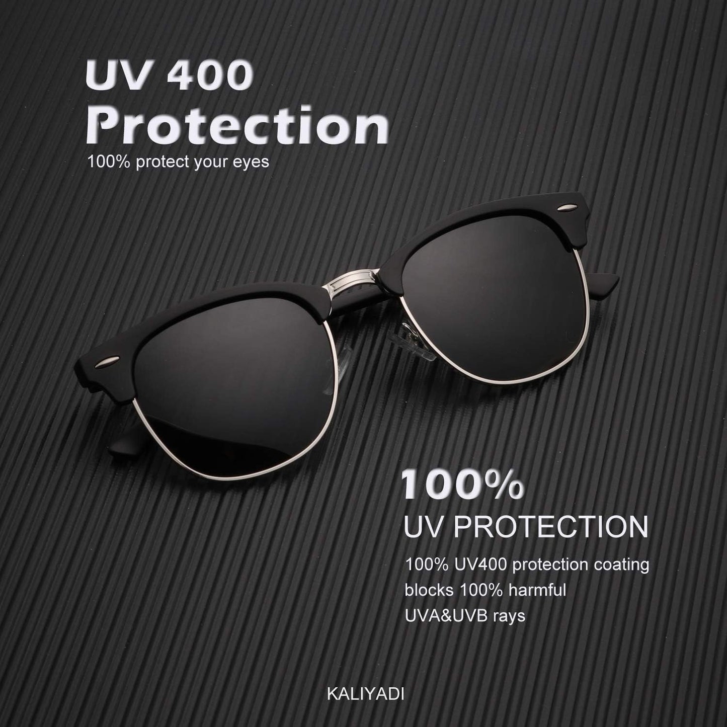 KALIYADI - Lentes de sol polarizados para conducir, media montura, con bloqueo de rayos ultravioleta, para hombre y mujer