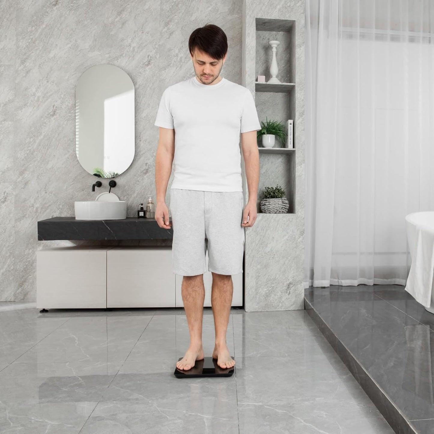 Báscula Digital de Baño – Precisión 0.05 lb, Pantalla LED Brillante, 180 kg/400 lb de Capacidad, Tecnología de Verificación de Peso, Diseño Seguro Antideslizante