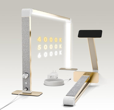 Nail Tech Lamp, 32" 48W LED Light, Lash Eyelash Extension & Makeup Desk Lamp, Color Temp 2700K-6000K, Salon & Home (Crystal-Golden)