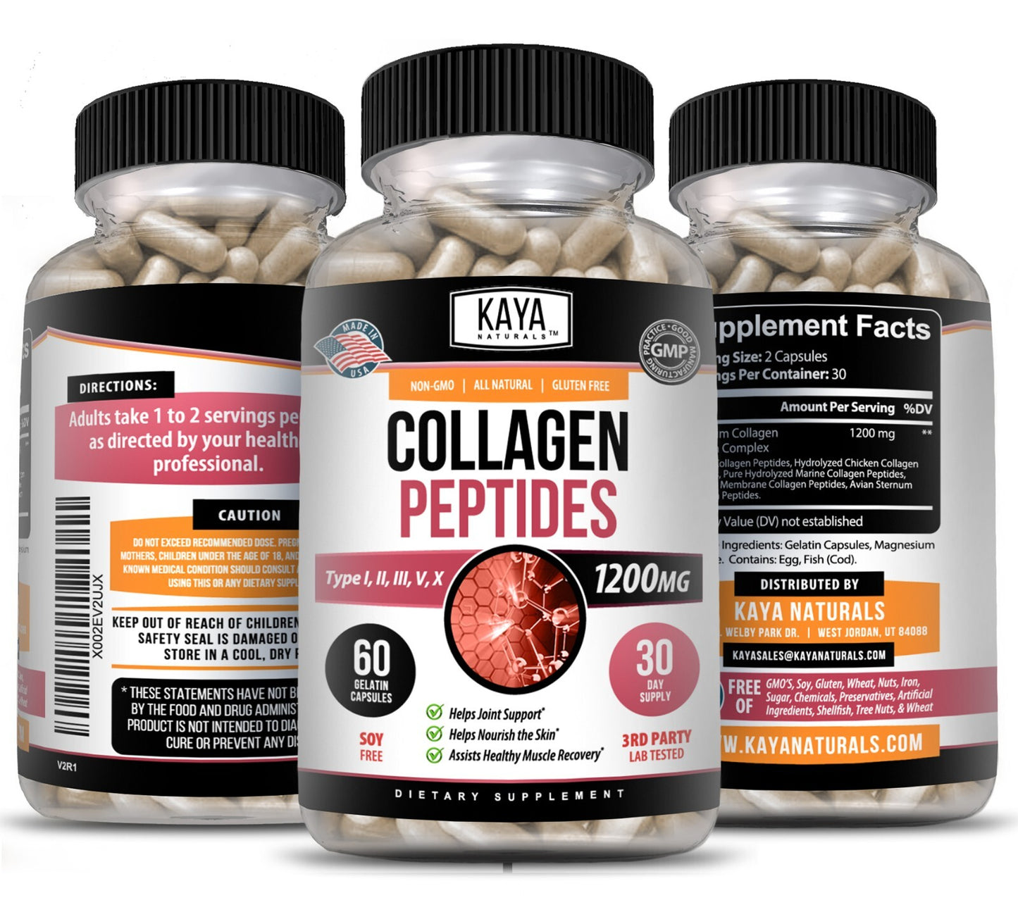 Kaya Collagen Peptides + Ácido Hialurónico – 1200 mg | Cápsulas