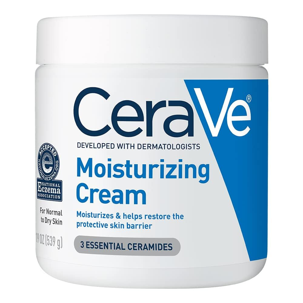 CeraVe Crema Hidratante | Rostro y Cuerpo – Ácido Hialurónico + 3 Ceramidas, 24 h Hidratación, Sin Fragancia, No Comedogénica, 19 oz