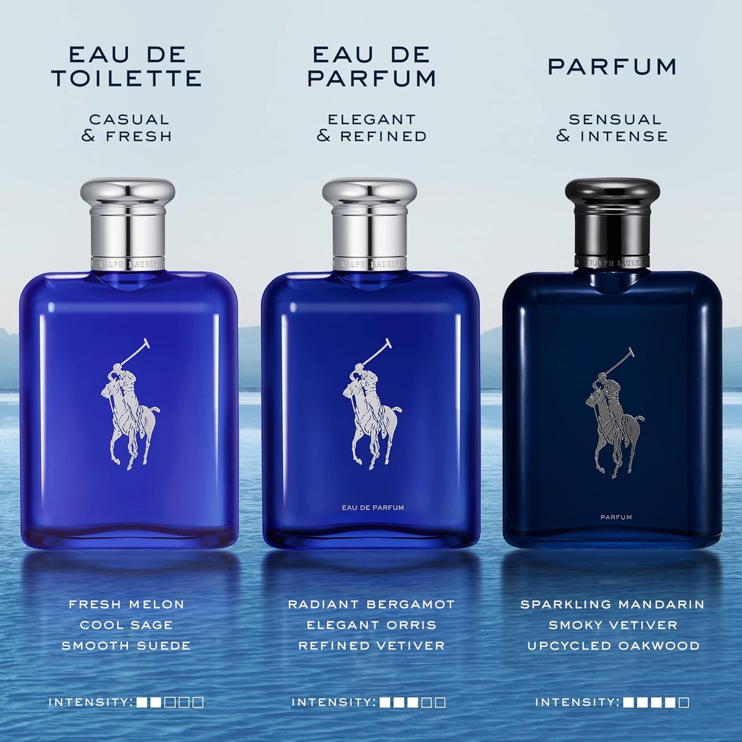Polo Blue Eau de Toilette Hombre | Colonia Masculina Fresca & Acuática con Cítricos, Salvia y Gamuza – Intensidad Media