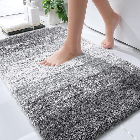 Alfombra de baño de 30 x 20" | Microfibra absorbente extrasuave | Antideslizante | Secado rápido | Baño, bañera, ducha | Color: gris