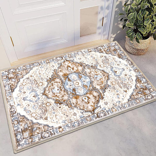 Alfombra lavable de 2 x 3 pies | Antideslizante, suave | Ideal para dormitorio, sala de estar | Decoración vintage