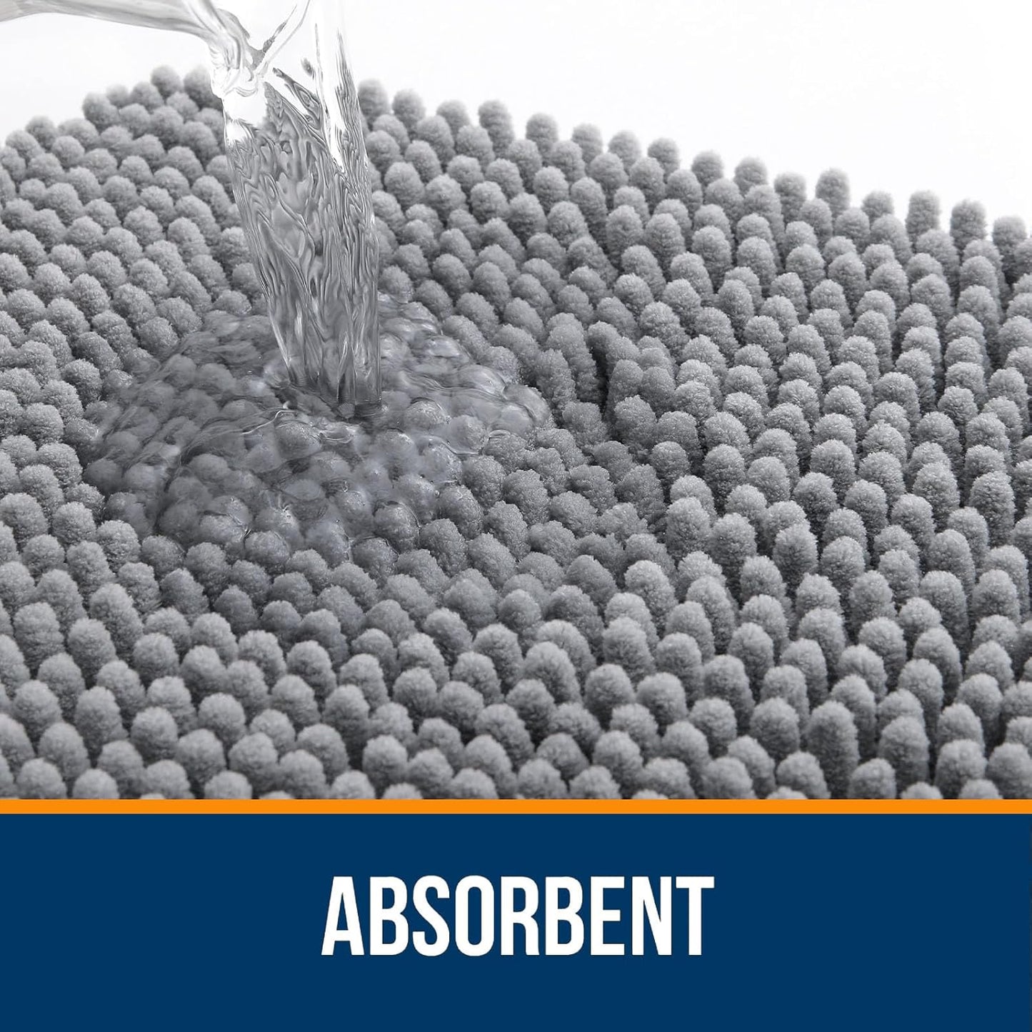 Alfombra de Baño 30x20, Chenille Extra Suave, Súper Absorbente, Secado Rápido, Antideslizante, Lavable a Máquina, Gris