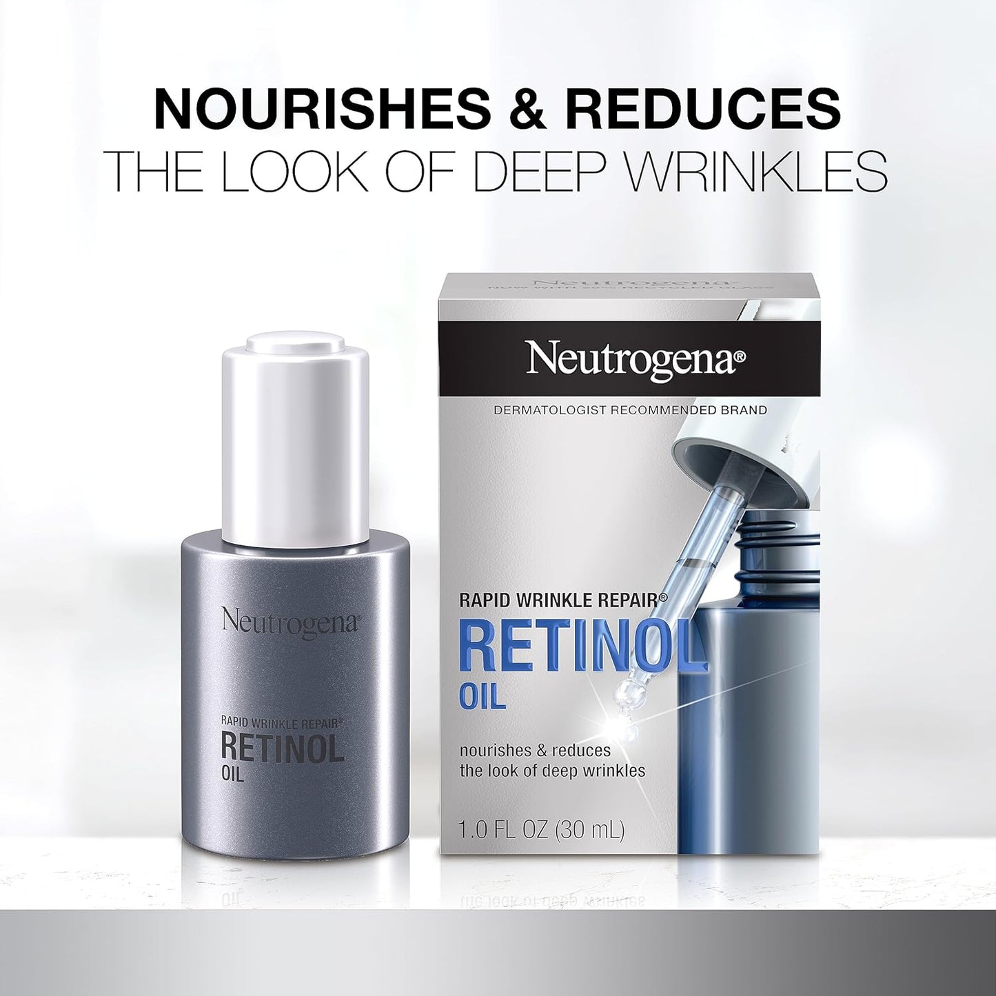 Neutrogena - Crema facial regeneradora de retinol y ácido hialurónico para reparación rápida de arrugas y crema hidratante para el cuello antiarrugas, con ácido hialurónico y retinol, 1.7 onzas