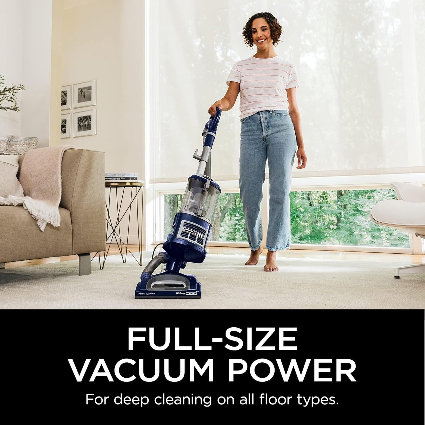 Aspiradora Vertical Shark Navigator Lift-Away Deluxe NV360 – Gran Capacidad, Filtro HEPA, Giro 360°, Herramientas para Tapicería y Rincón – Azul