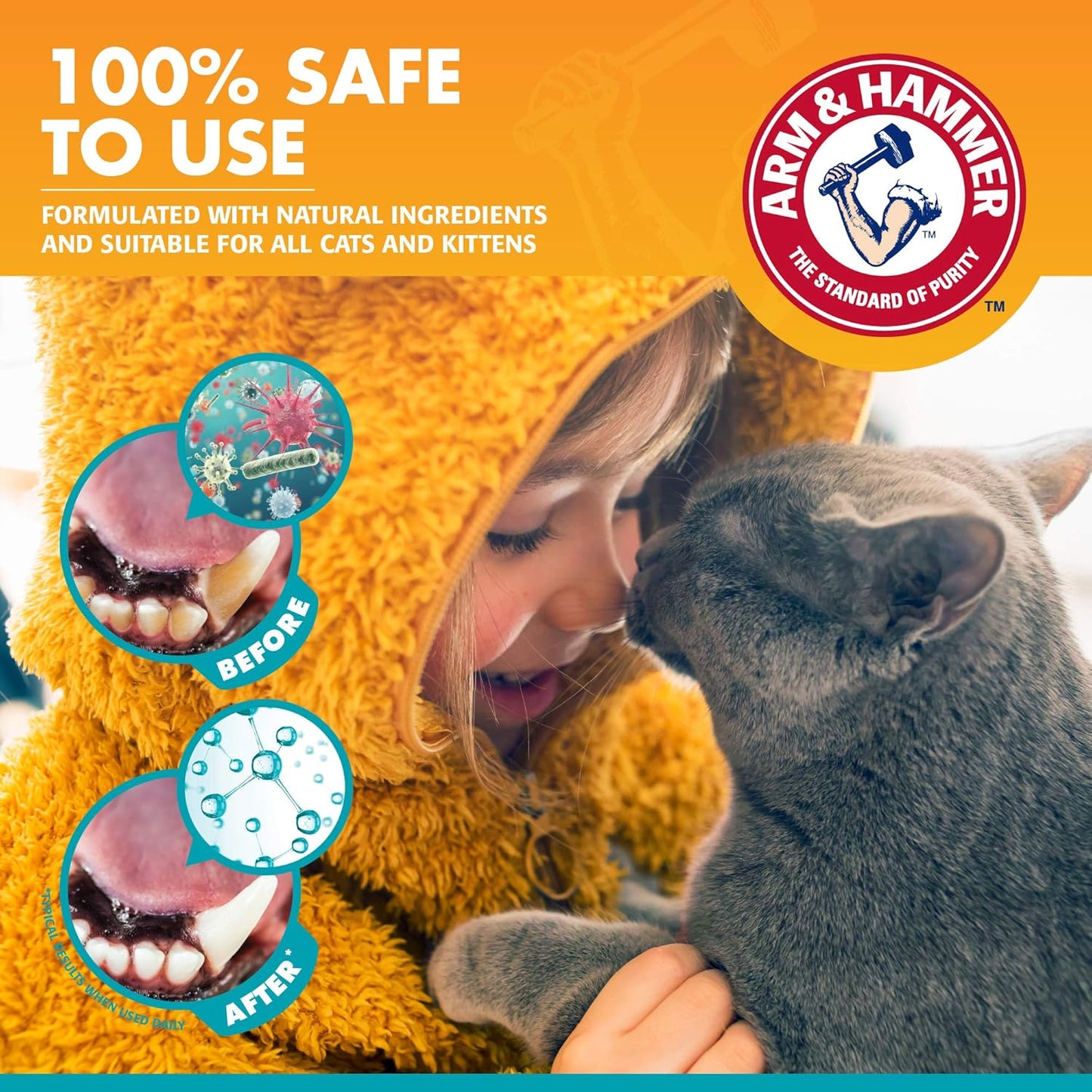 Arm & Hammer Kit Dental para Gatos | Cepillo, Dedo Cepillo y Pasta Dental Sabor Atún con Bicarbonato | 3 Piezas