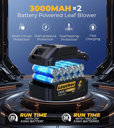 Soplador eléctrico inalámbrico con batería y cargador | soplador de aire turbo | 300000 rpm