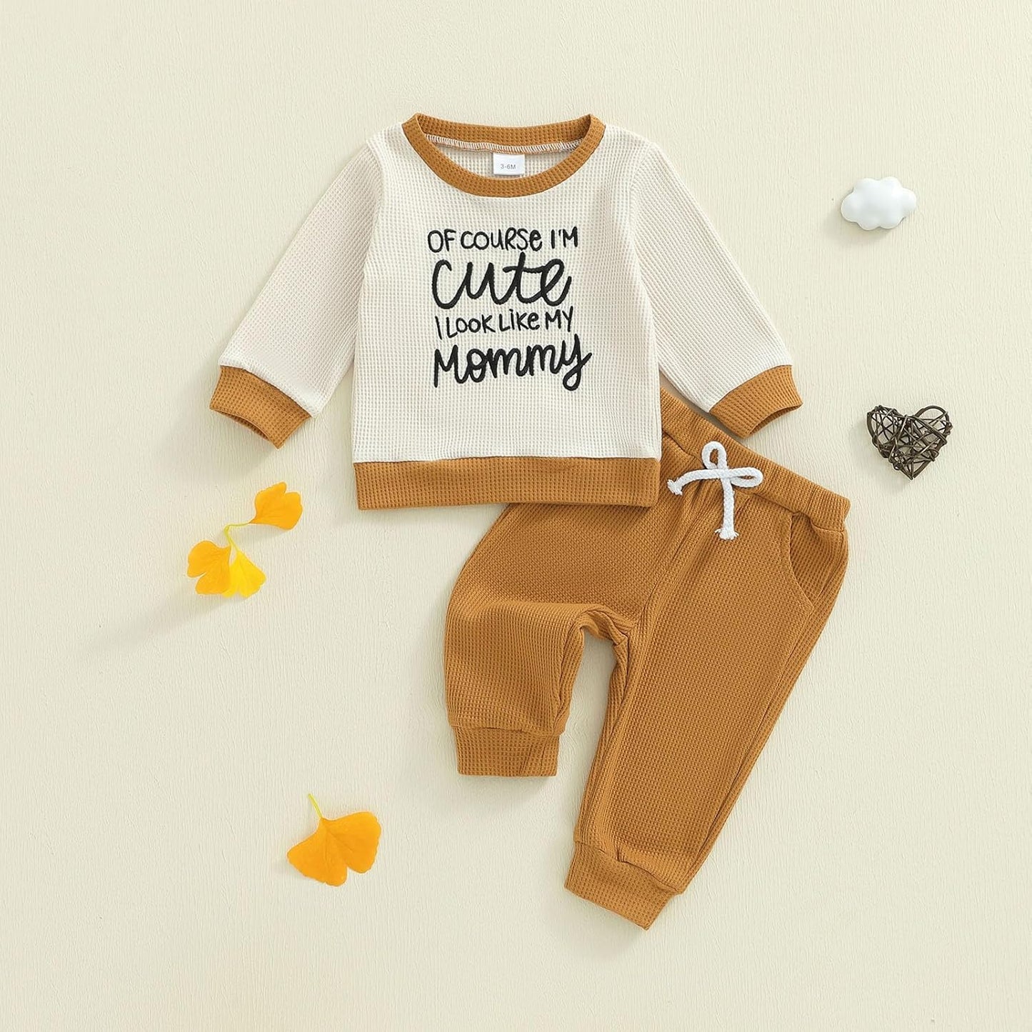 Conjunto de 2 piezas de ropa para bebé y niño, sudadera con cuello redondo con letras y pantalones casuales de otoño e invierno