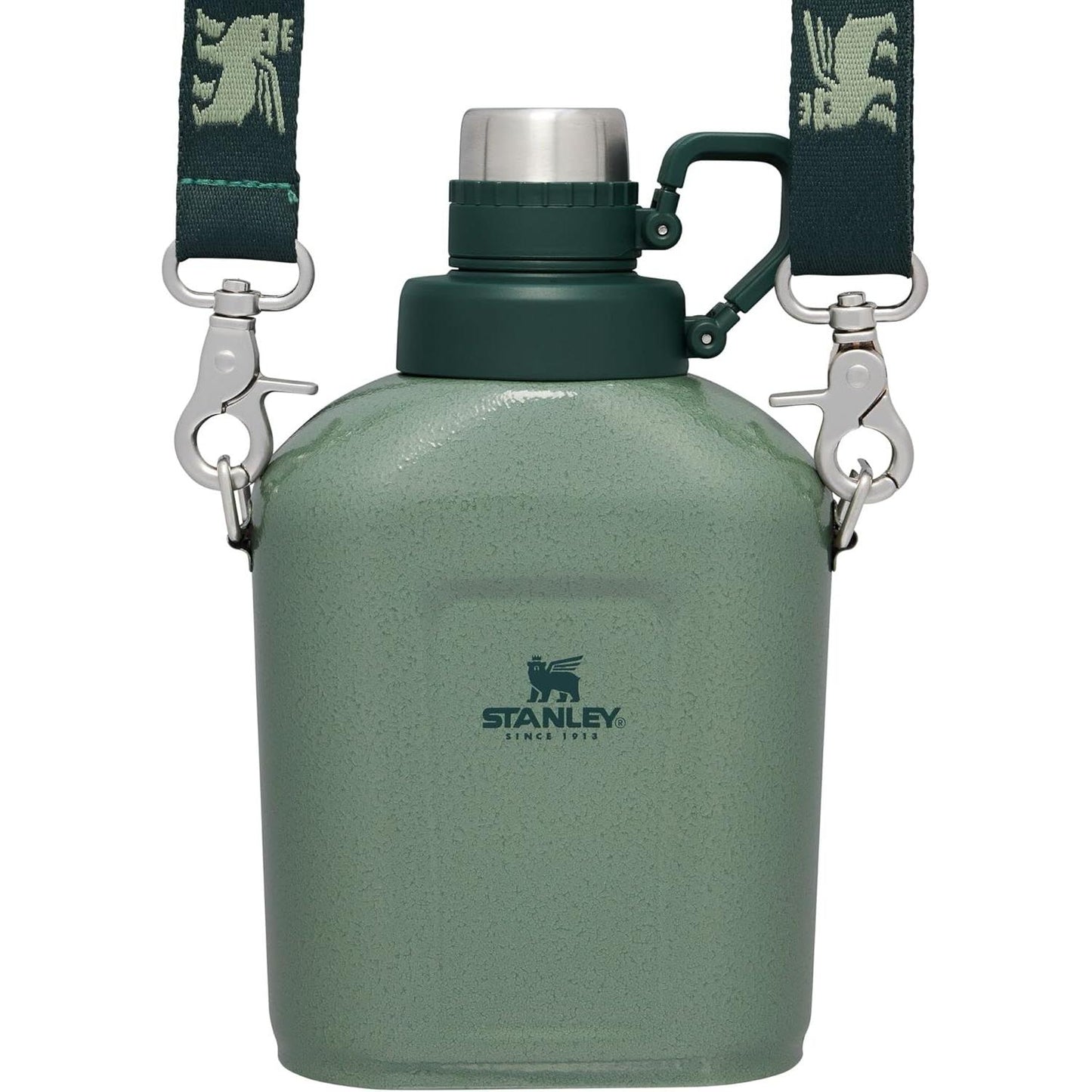 Legendary Classic Canteen 1.1 Qt | Leakproof Drink Container with Strap | Stainless Steel Water Bottle with Lid | Camping, Hiking, Travel | Bpa-Free | Hammertone Green
