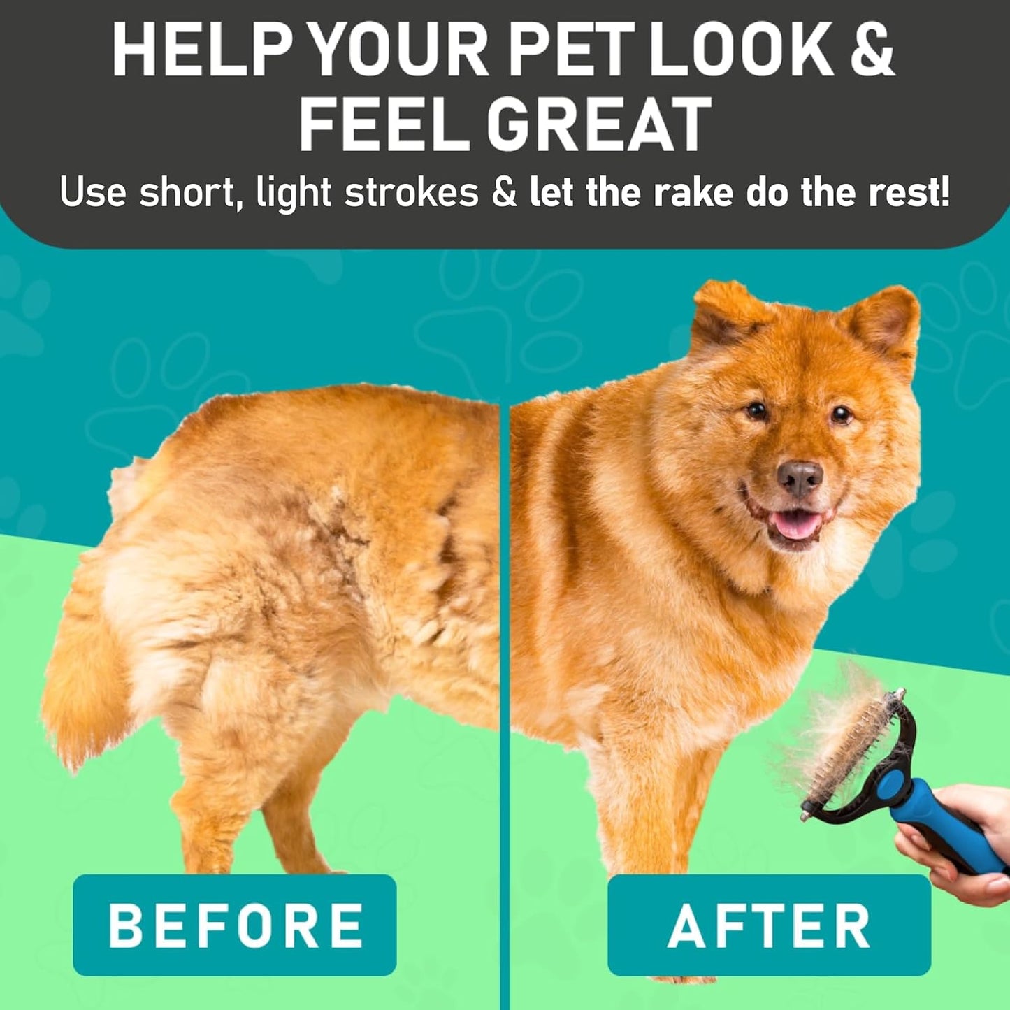 Maxpower Planet Rastrillo de Aseo para Mascotas | Herramienta 2 en 1 Deslanado & Desenredado | Cepillo Profesional para Perros y Gatos de Pelo Largo y Doble Capa – Reduce la Muda hasta un 95%