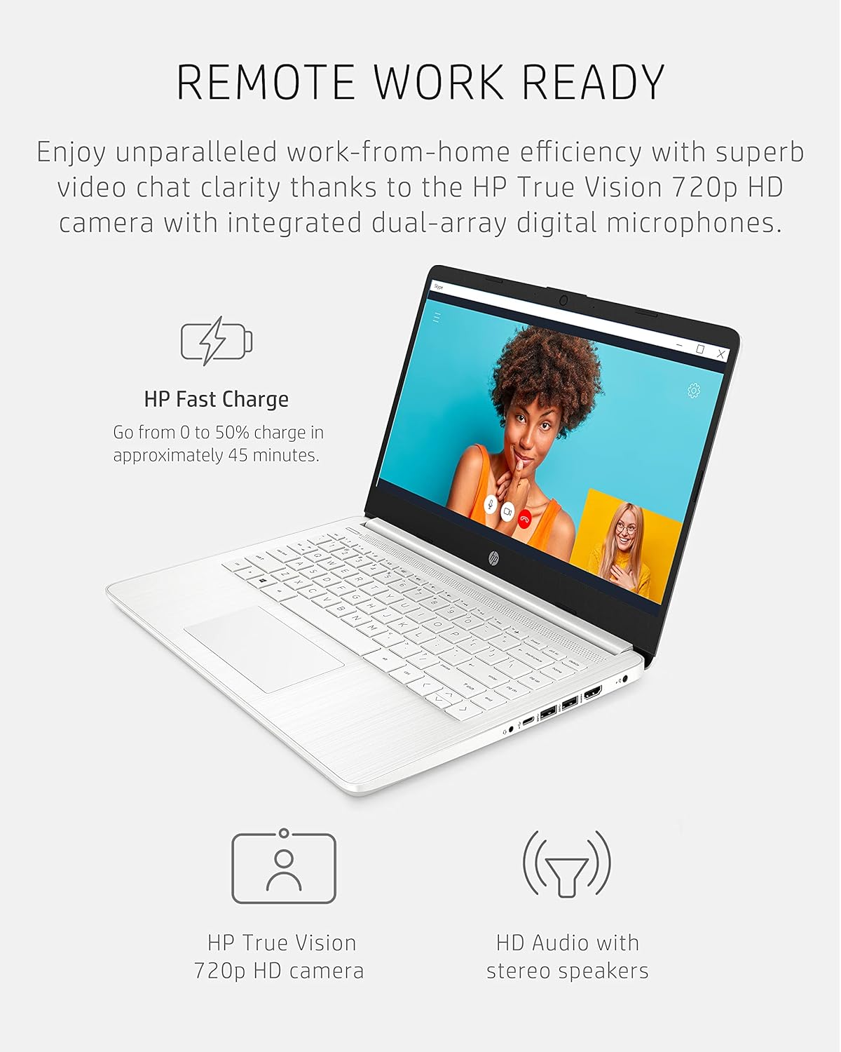 HP Computadora portátil 14, Intel Celeron N4020, 4 GB de RAM, 64 GB de almacenamiento, pantalla HD de microborde de 14 pulgadas, Windows 11 Home, delgada y portátil, gráficos 4K, un año de Microsoft