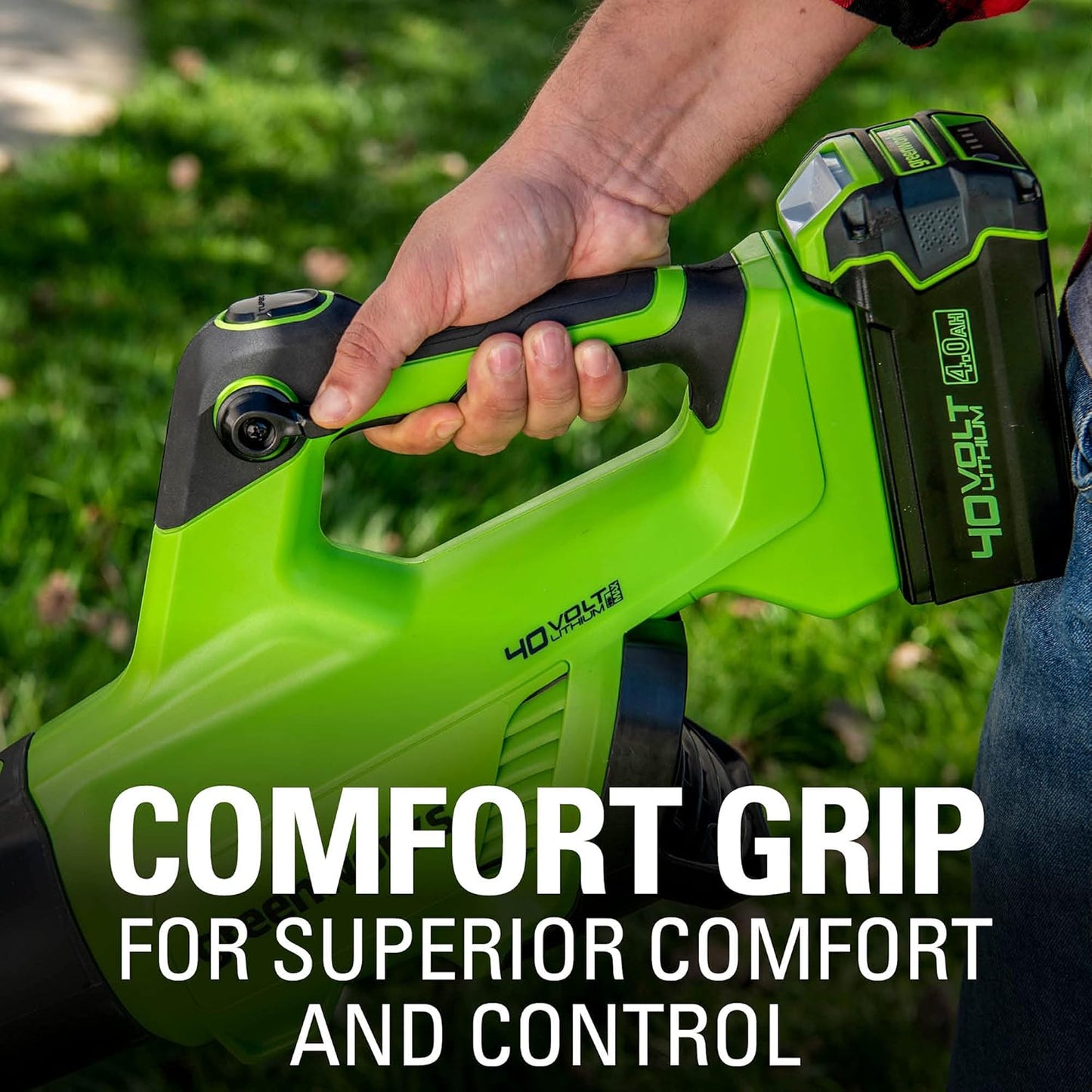 Soplador de hojas Greenworks | Soplador axial inalámbrico sin escobillas de 40 V (130 MPH / 550 CFM/75+ herramientas), solo herramienta