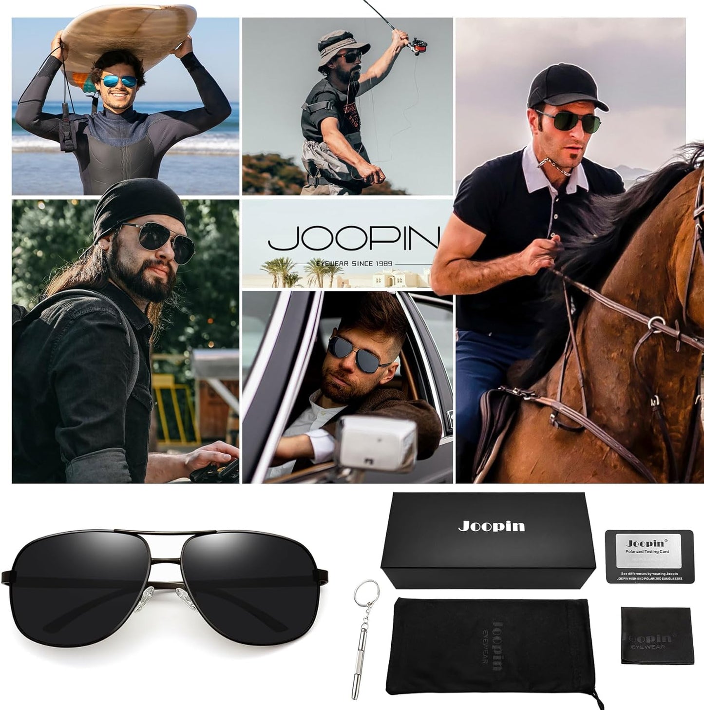 Joopin Lentes de Sol Aviador Metálicos Polarizados – Estilo Clásico Militar UV400