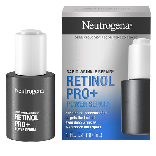 Serum facial Neutrogena Retinol Pro+ Power antienvejecimiento con retinol puro y emolientes nutritivos, no comedogénico, sin parabenos, 1 onza líquida