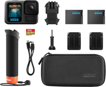 GoPro HERO13 Black Accessory Bundle – Cámara de acción 5.3K con lentes HB-Series y paquete completo de accesorios para capturar aventuras sin límites