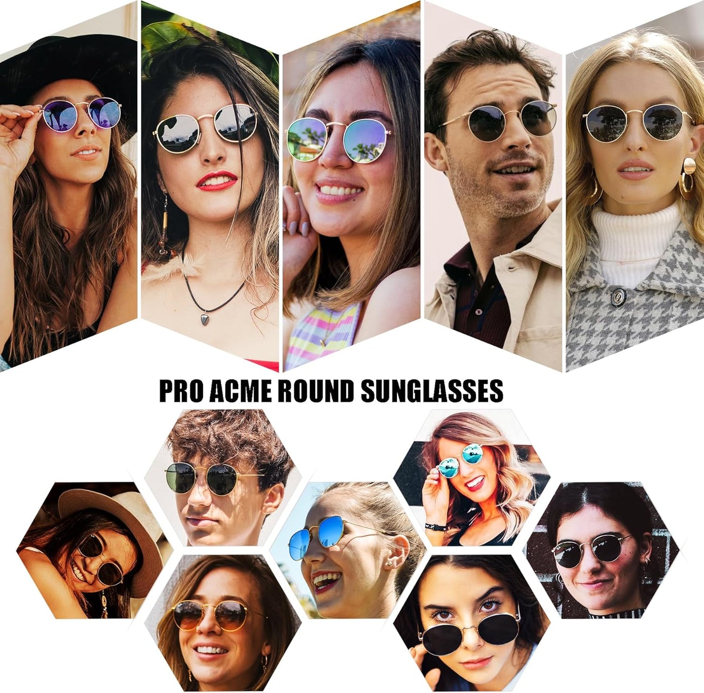 Anteojos de Sol Redondos Polarizados de Metal – Estilo Retro de Diseñador para Mujer, Protección UV400