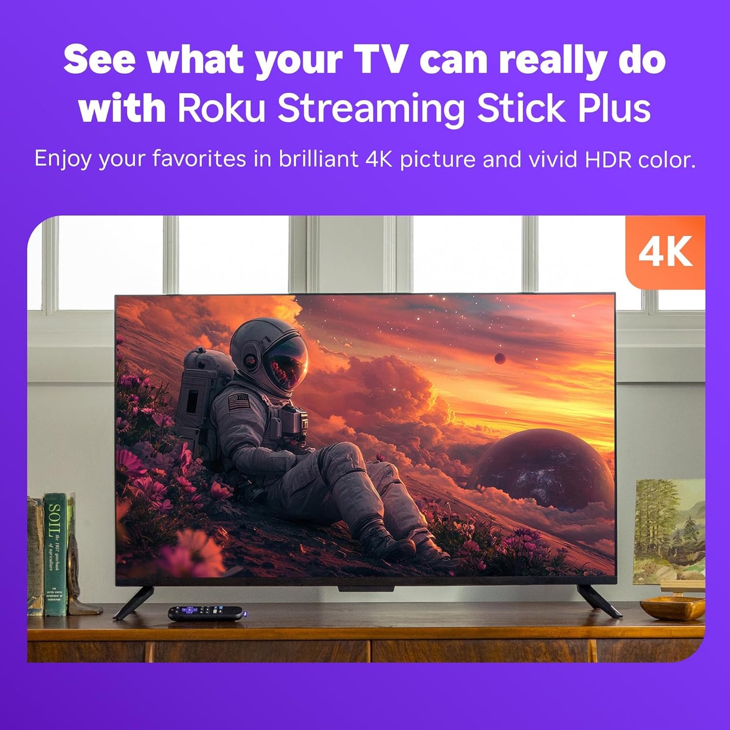Roku Streaming Stick Plus 2025 | Dispositivo de Streaming 4K HDR con Control Remoto por Voz, TV en Vivo & Gratuita, Compacto y Portátil