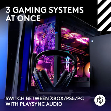 Astro A50 Omni-Platform Wireless Gaming Headset + Base Station for PS5, Xbox, PC: PLAYSYNC Audio Switcher, <16 Bit/48Khz (Console), <24 Bit/48 Khz (PC), 24Hr Battery, 2.4Ghz & BT - Black