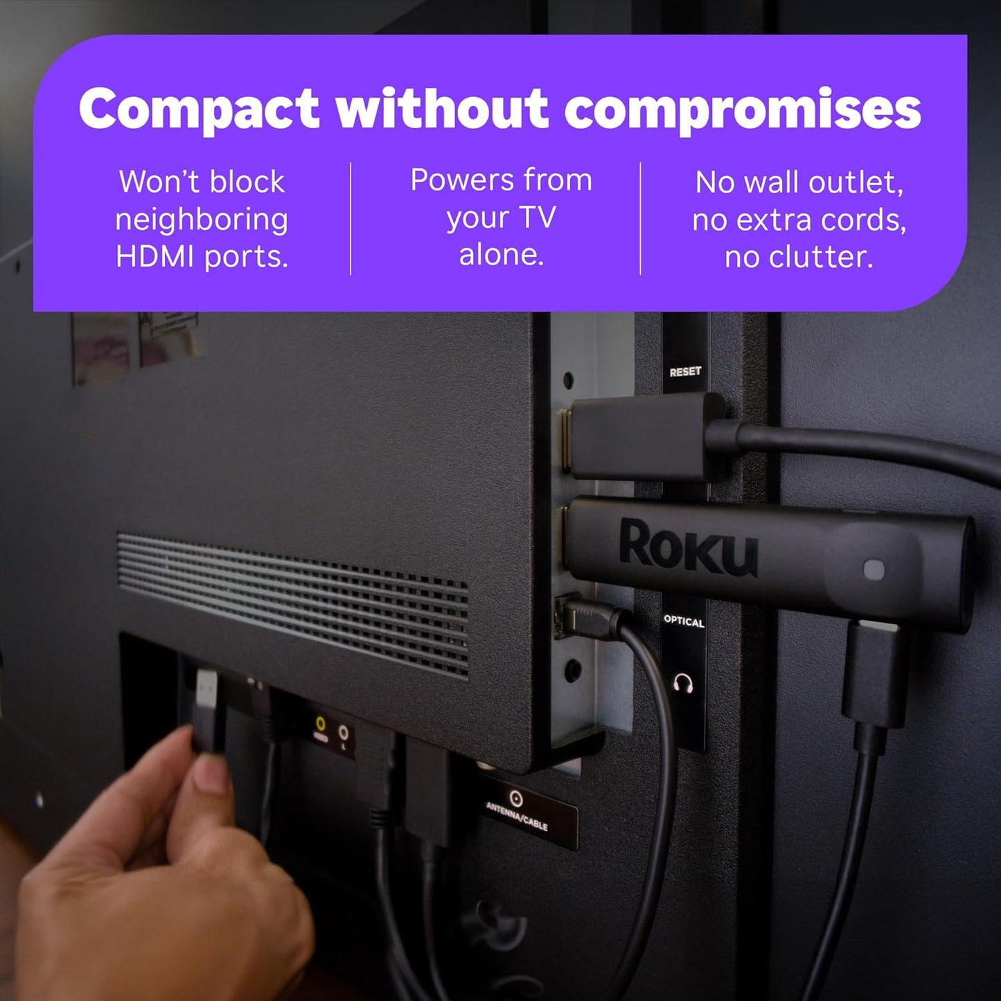 Roku Streaming Stick Plus 2025 | Dispositivo de Streaming 4K HDR con Control Remoto por Voz, TV en Vivo & Gratuita, Compacto y Portátil