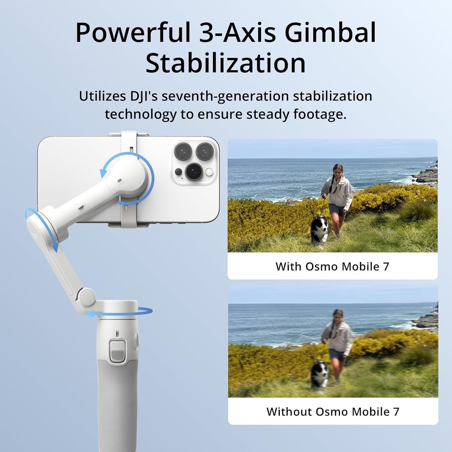 DJI Osmo Mobile 7 Gimbal Estabilizador para Smartphone – 3 Ejes, ActiveTrack 7.0, Trípode Integrado, Ultraliviano, Hasta 10 h