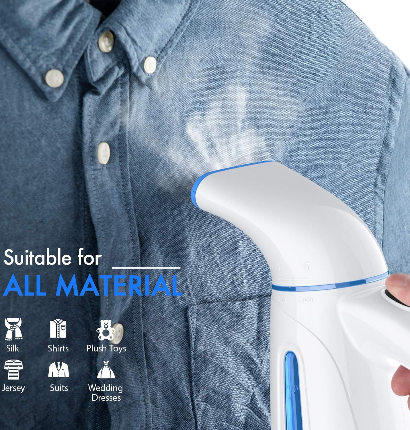 OGHom Steamer de Ropa 700 W | Depósito 240 ml (14–16 min de vapor) | Acero inoxidable 304 | Calienta en ~130 s | Cable 9 ft / 2.7 m | Solo 110–120 V | Viaje & Hogar