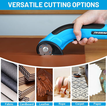 Cortador de Cartón Eléctrico PHIRAH 4V Inalámbrico | Tijera Eléctrica Recargable para Cartón, Alfombra, Cuero, Plástico y Papel | Batería 2000mAh y Bloqueo de Seguridad