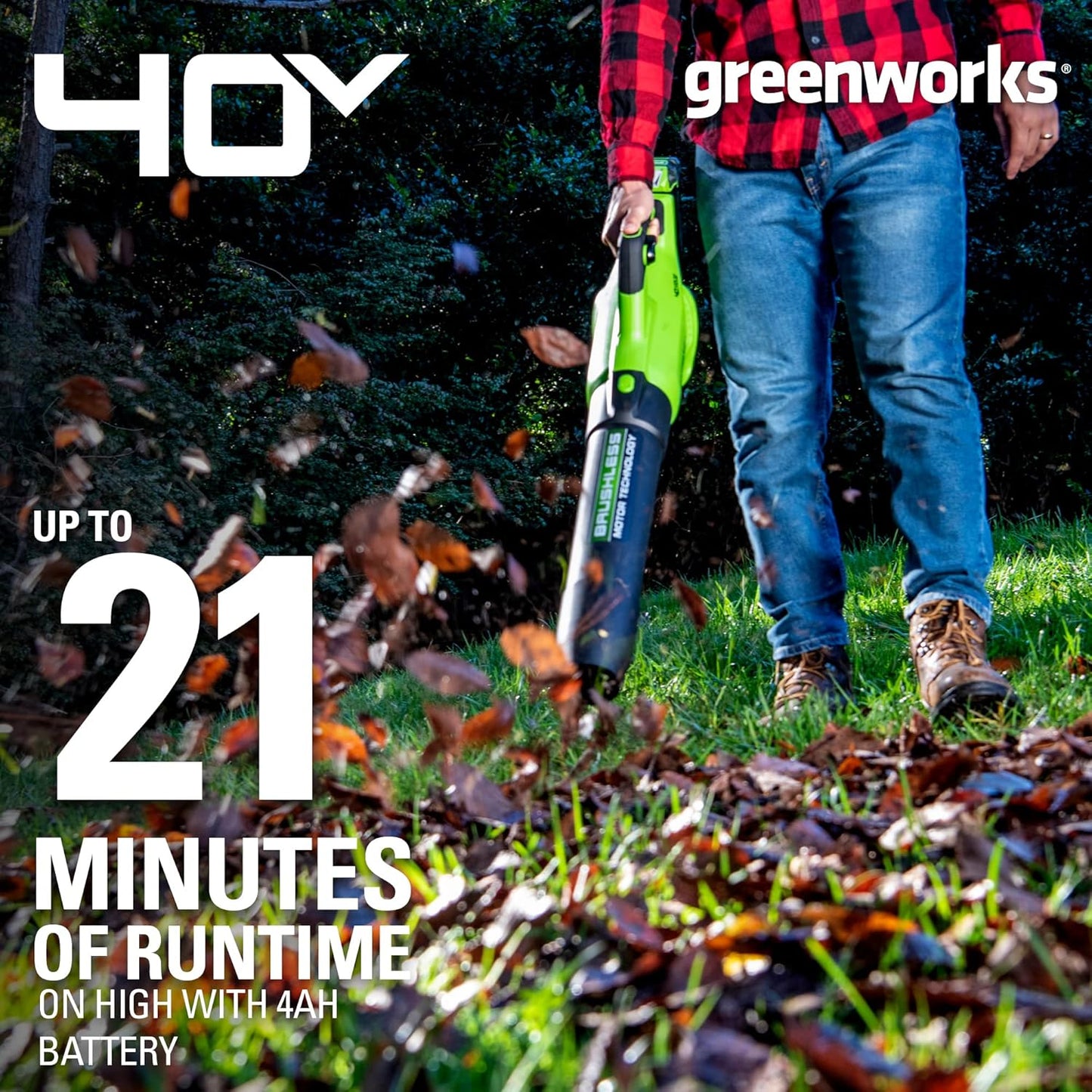 Soplador de hojas Greenworks | Soplador axial inalámbrico sin escobillas de 40 V (130 MPH / 550 CFM/75+ herramientas), solo herramienta