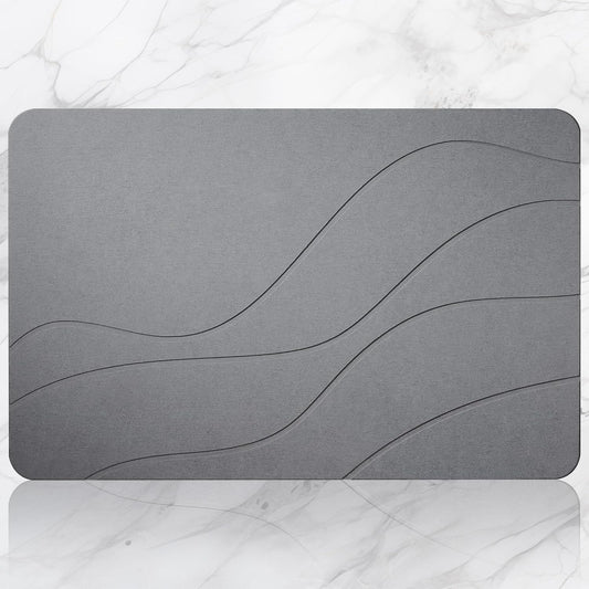 Alfombra mineral de secado rápido para baño y duchas | Antideslizante | Súper absorbente | Secado instantáneo (24 x 16 pulgadas, granito)