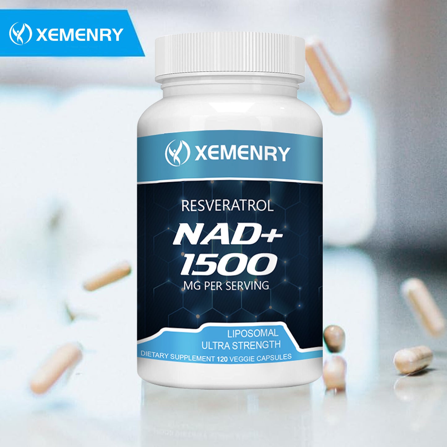 NAD+ 1500mg con Resveratrol Xemenry| Suplemento Antioxidante