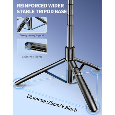 Trípode de Celular de Aluminio 71" con Control Remoto — Selfie Stick 2-en-1, Extensible, Rotación 360°, Compatible iPhone 15/14/13/Android/Cámara