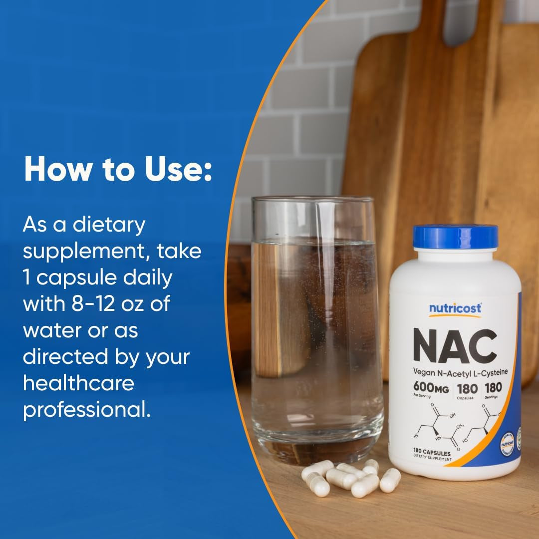 N-Acetyl L-Cysteine (NAC) 600 mg – 180 Cápsulas | Vegano, Sin OGM, Sin Gluten