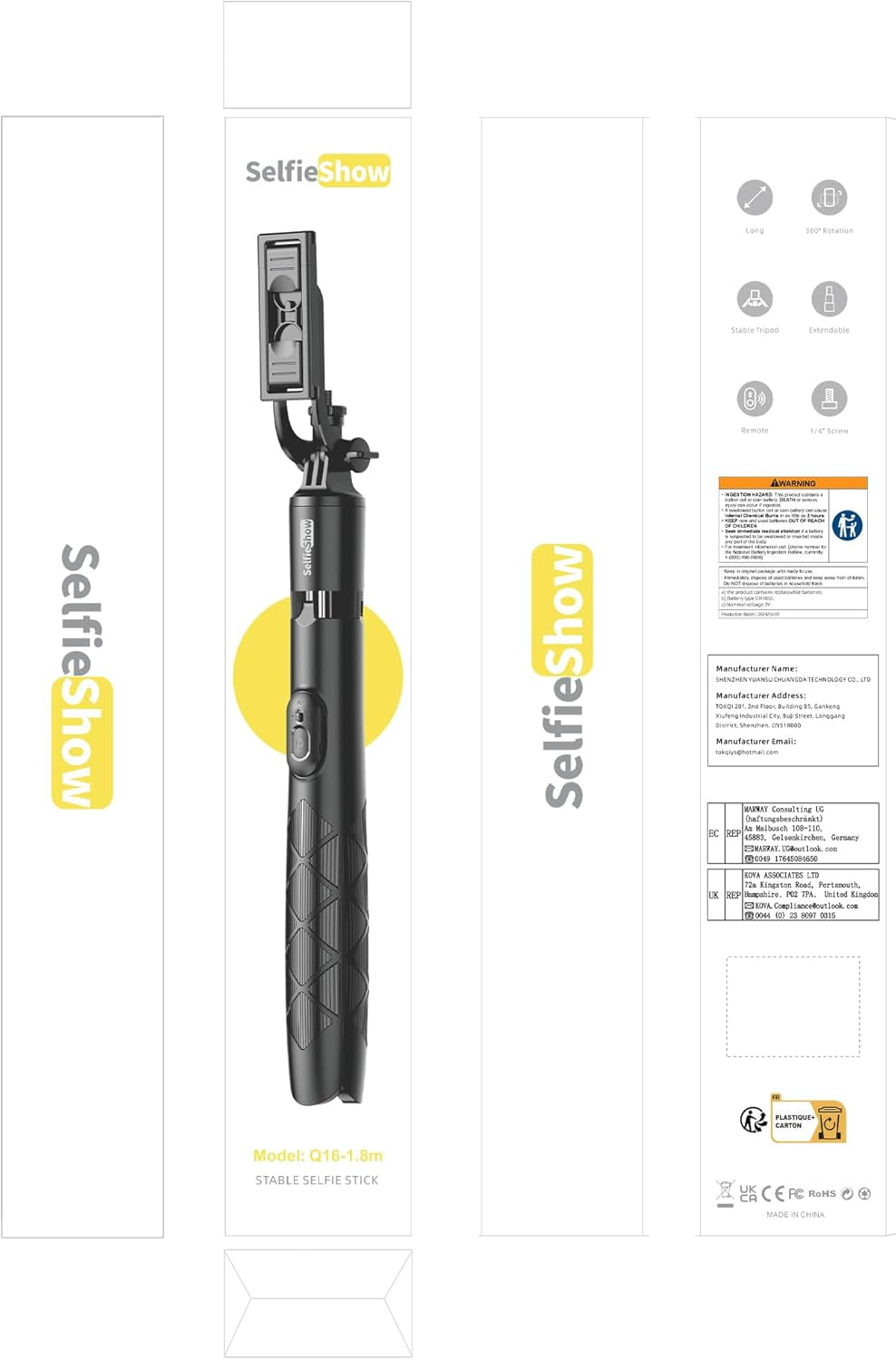 Trípode de Celular de Aluminio 71" con Control Remoto — Selfie Stick 2-en-1, Extensible, Rotación 360°, Compatible iPhone 15/14/13/Android/Cámara