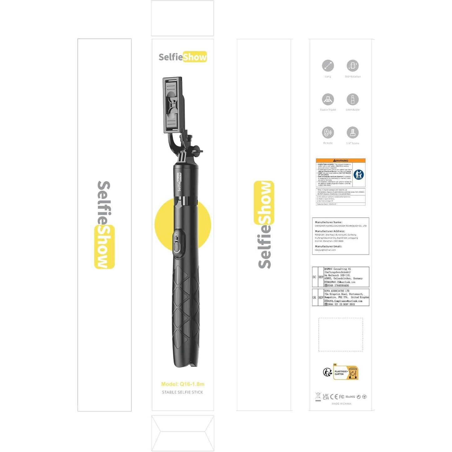 Trípode de Celular de Aluminio 71" con Control Remoto — Selfie Stick 2-en-1, Extensible, Rotación 360°, Compatible iPhone 15/14/13/Android/Cámara